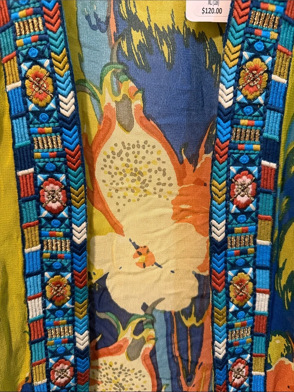 Soft Surroundings Vibrant Multi-Color Parrot Print Lightweight Kimono Jacket